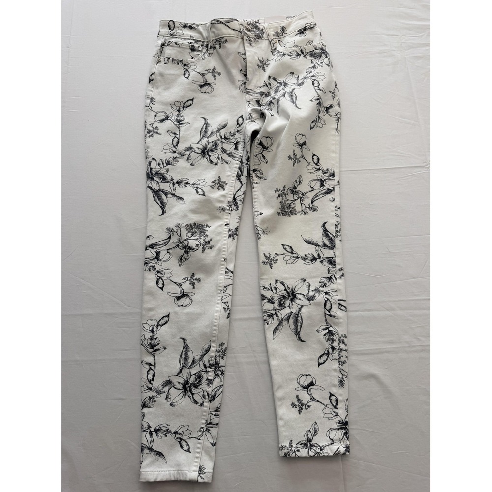 White House Black Market Skinny‎ Jeans Womens 4R White Floral High Rise 28x27.5